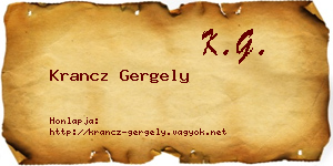 Krancz Gergely névjegykártya